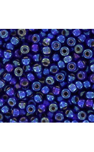 Miyuki rocailles Perlen 8/0 - Silver lined cobalt ab 8-1020